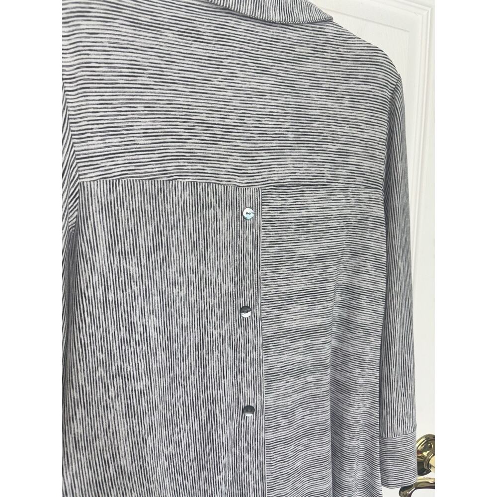 Joseph Ribkoff Asymmetrical Striped Abstract Button Tunic Top 4 Artsy Lagenlook - Picture 4 of 7